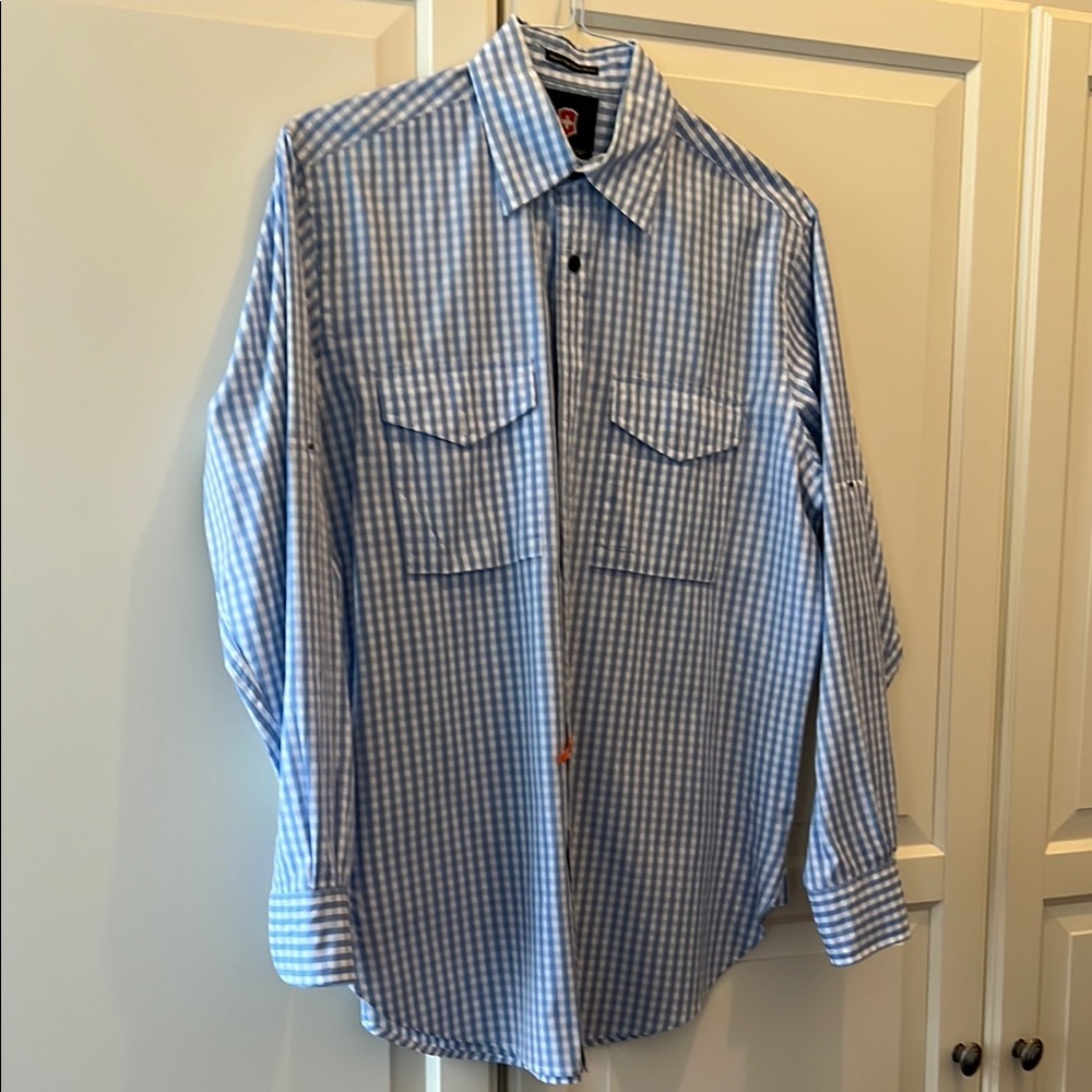 Victorinox Blue and White Gingham Casual Shirt